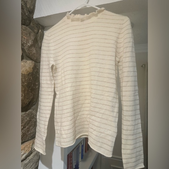 100% Cashmere Lilla P $198 Luxury Knit - Striped Cream - Size Small - Picture 3 of 11